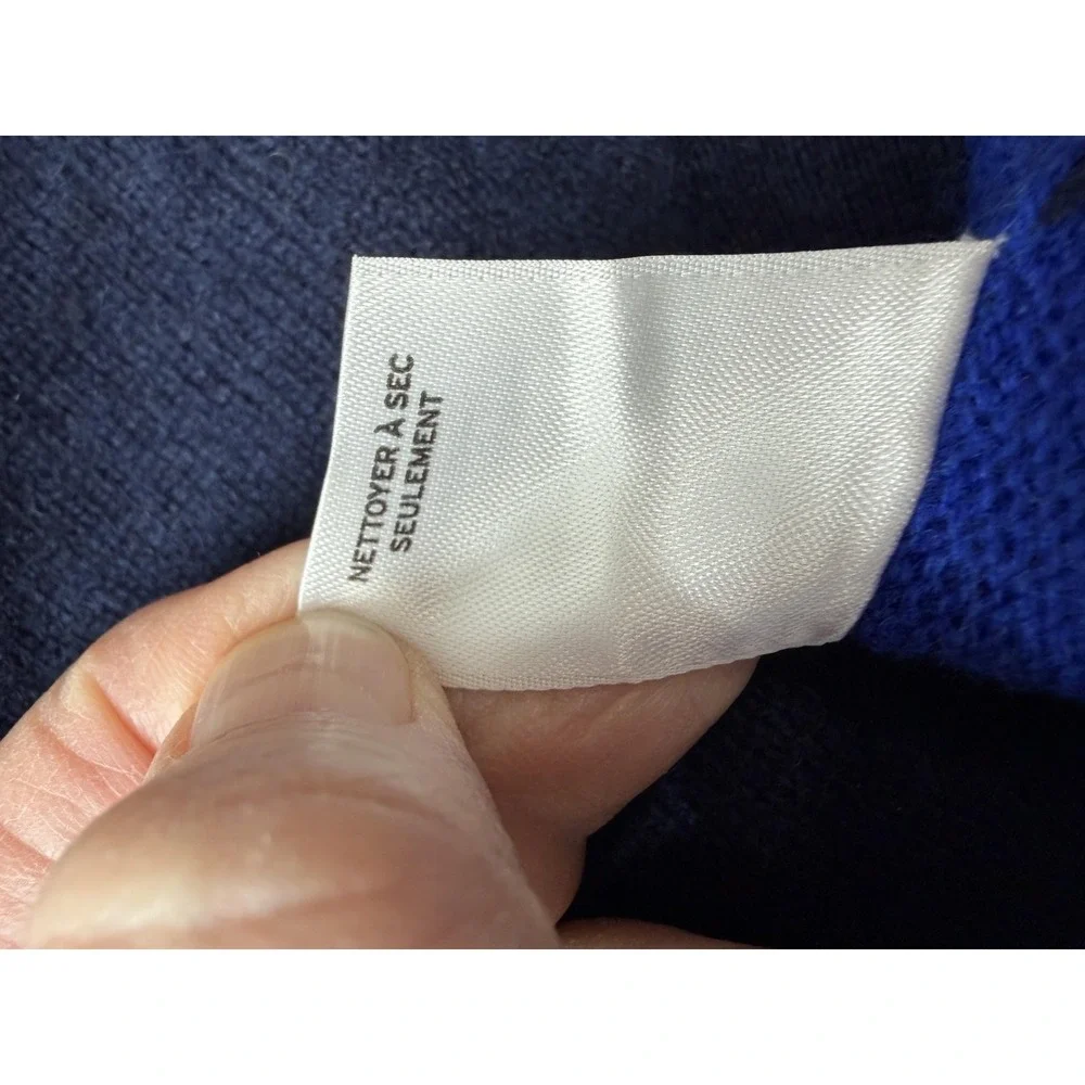 Sweater Tunic Petite Womens XS Blue Colorblock Cashmere Scoop Neck Asym Hem